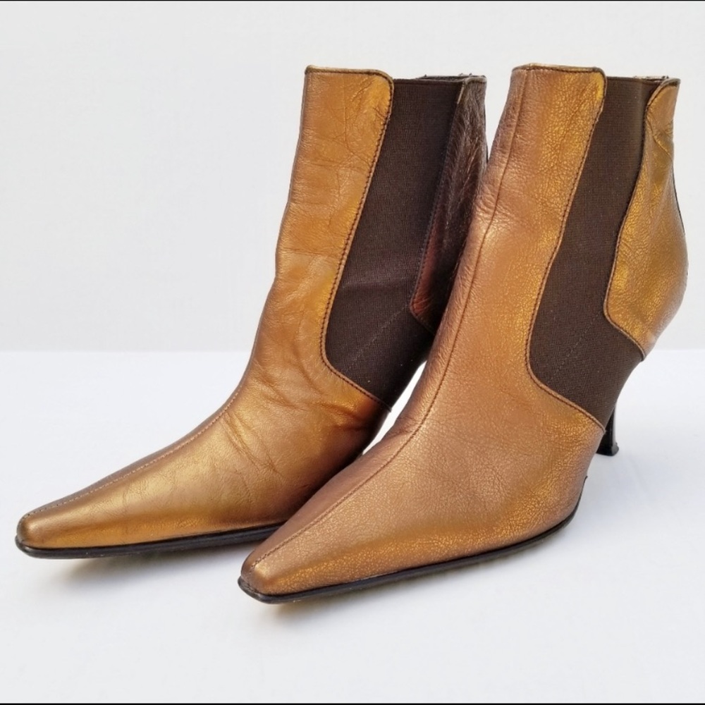 Donald J Pliner, Bronze Leather Ankle Boots